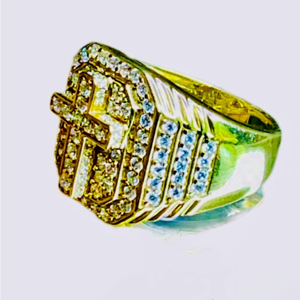 18K Yellow Gold Cross Ring! 9